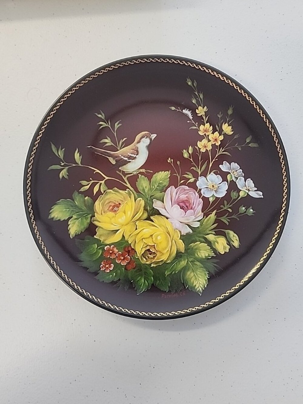 Third Issue Flights Of Fancy Splendor Russian Collector Plate Hand-Painted Roses